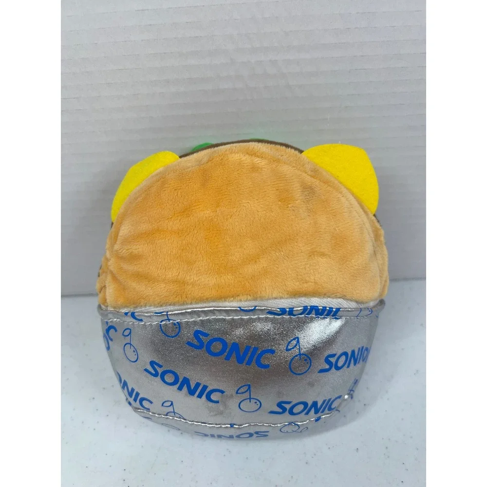 Sonic Drive-In Cheeseburger Plush Toy Silver Foil Fast Food Collectible 6.5